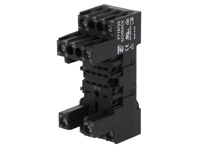 DIN-skinne relæsokkel - 250Vac / 12A, 8-bens