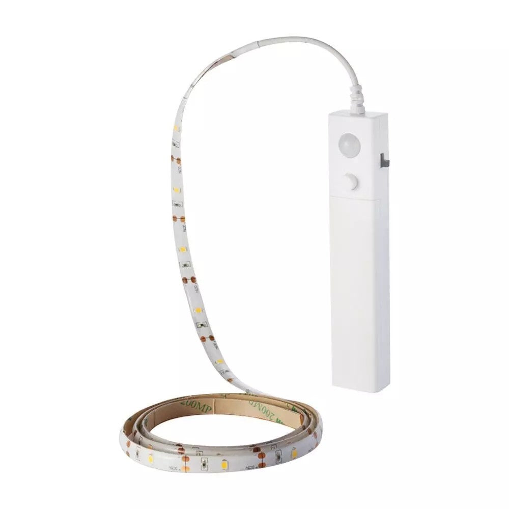 V-Tac 2,4W/m LED strip med PIR sensor, batteri og stænktæt beskyttelse - 1m, 6V, IP65