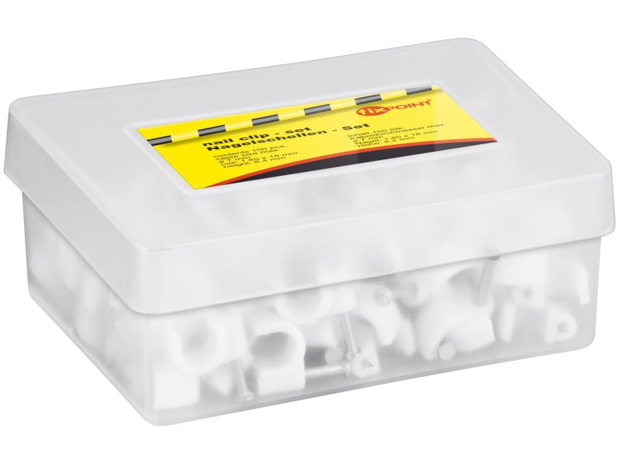 Kabelsøm-clips - Rund Ø7mm, Hvid (100 stk. box)