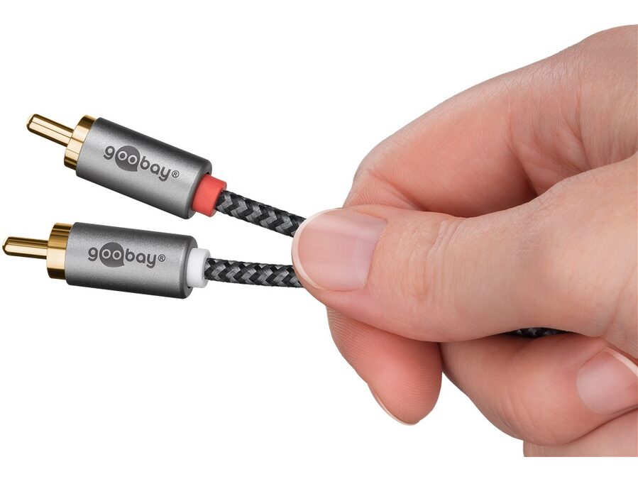 Stereo RCA(Phono) kabel, tekstilkappe (1m)