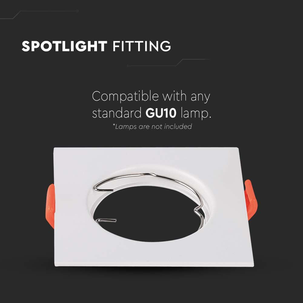 V-Tac Pro GU10 lampe - firkantet, hvid - 3 års producentgaranti