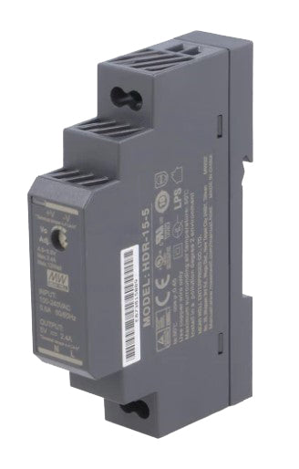 DIN-skinne strømforsyning - 5VDC / 12W (2,4A)
