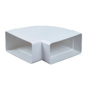 Vertikal bøjning 90° til flad kanal 75x150 mm Hvid