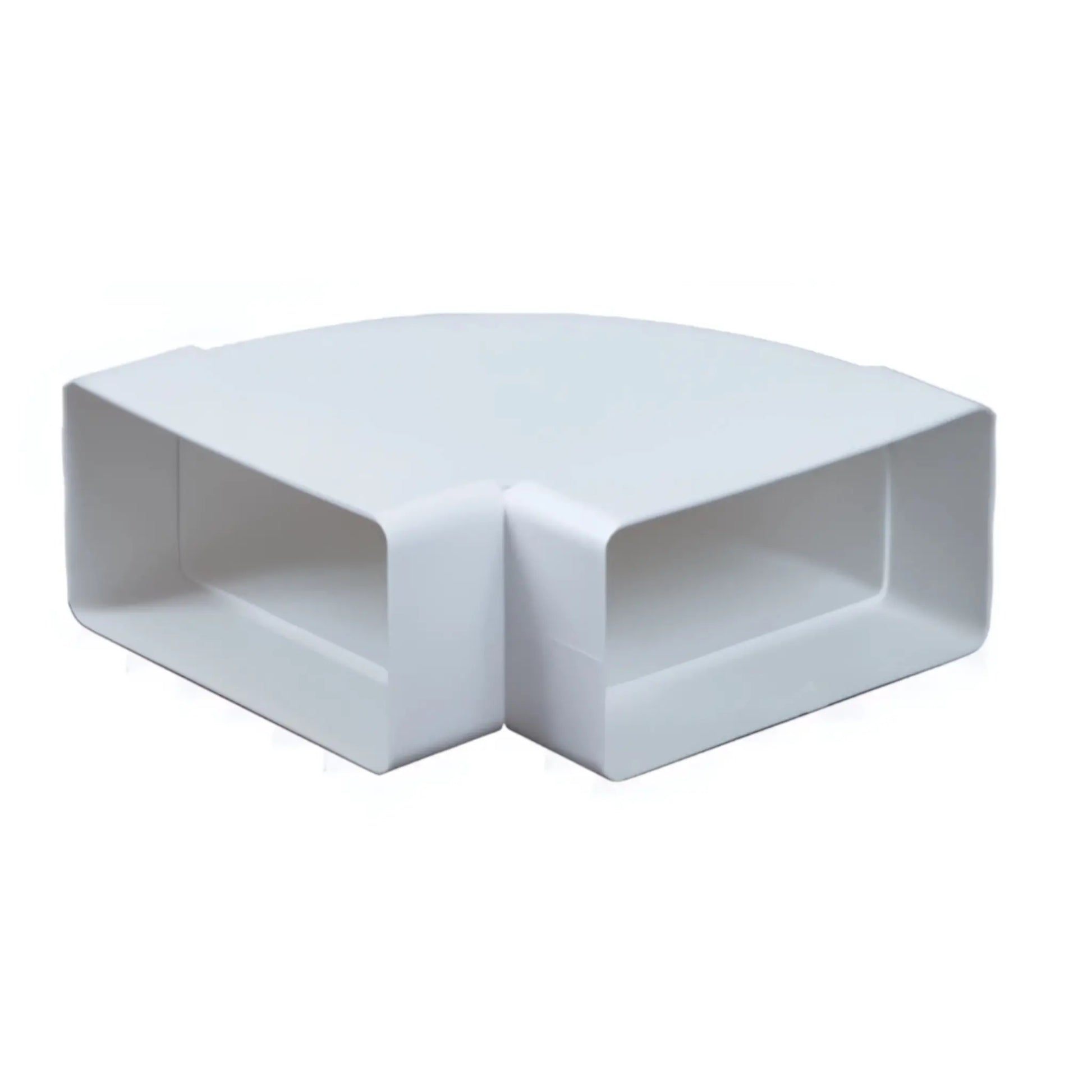 Vertikal bøjning 90° til flad kanal 75x150 mm Hvid