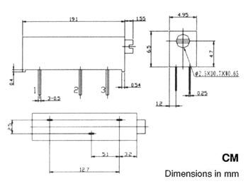 Multiturn trimmepotmeter - 20ohm, 19mm, 750mW, ±10%