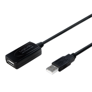 USB 2.0 Repeaterkabel - A han til A hun, Sort (10m)