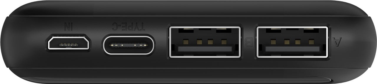 Slimline Powerbank m. LED display - 5V / 2,1A, 10000mAh