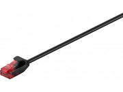 UTP netværkskabel - CAT6, 2xRJ45 slim, Sort (0,25m)