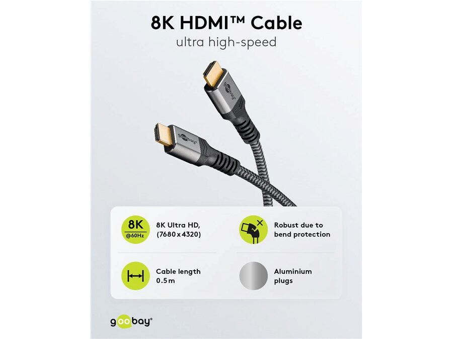 Ultra High Speed HDMI 2.1 Kabel - 8K/60Hz - Grå (0,5m)