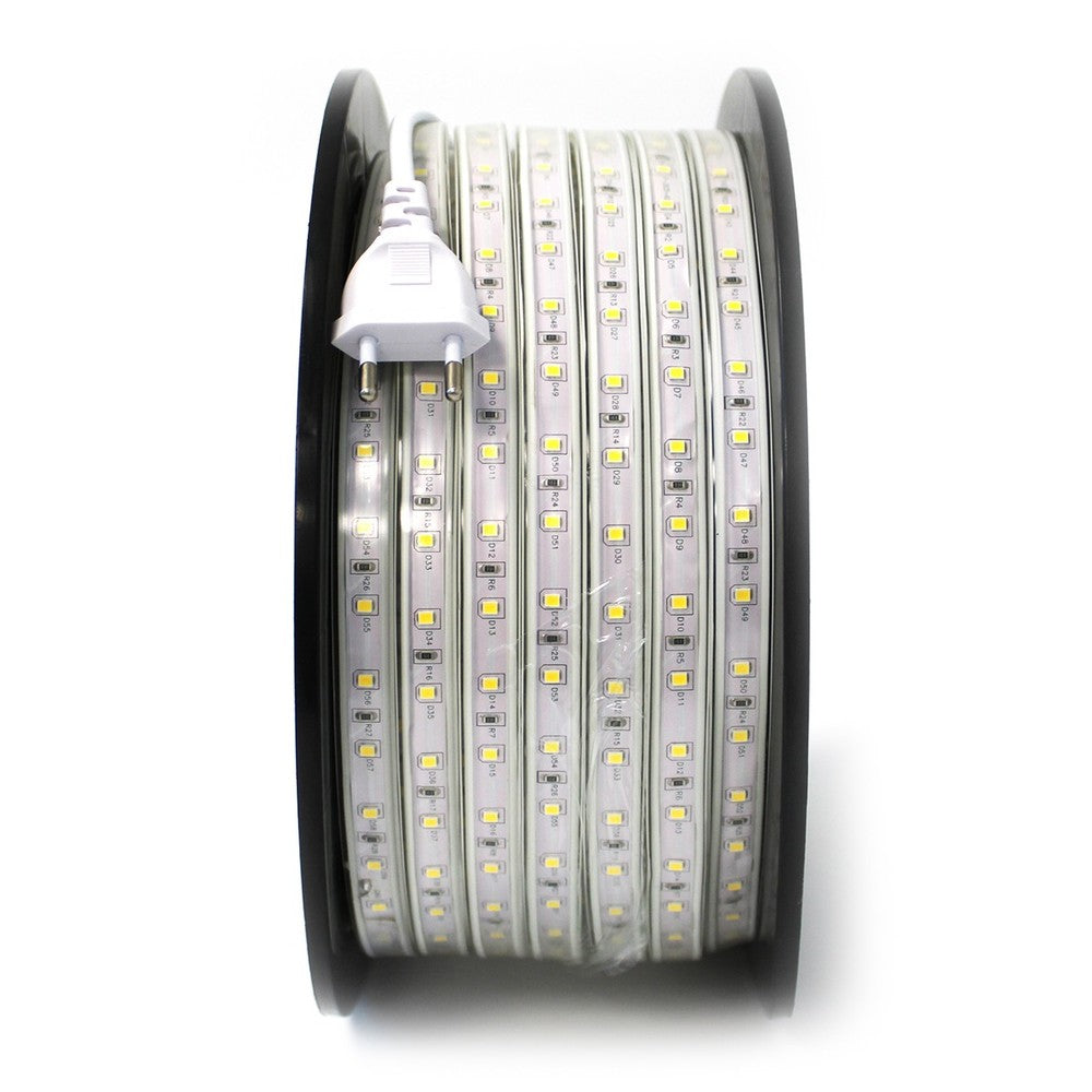 Arbejdslys IP67 LED strip 25m 230V - 60 LED/m, 5W/m, 500 lm/m, 125W, 12500lm, RA80