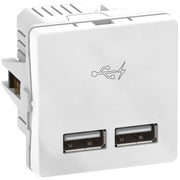 Fuga 2xUSB lader 2,1A 1 modul - hvid