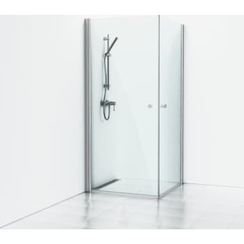 Skoga Brusehjørne Lige 80x80 Alu Blank/Klart glas