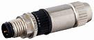 Løst stik M8 han lige 4-polet med skæreklemme(IDC) 0,14-0,34mm2. Kabeldiameter 2,5-5,1mm