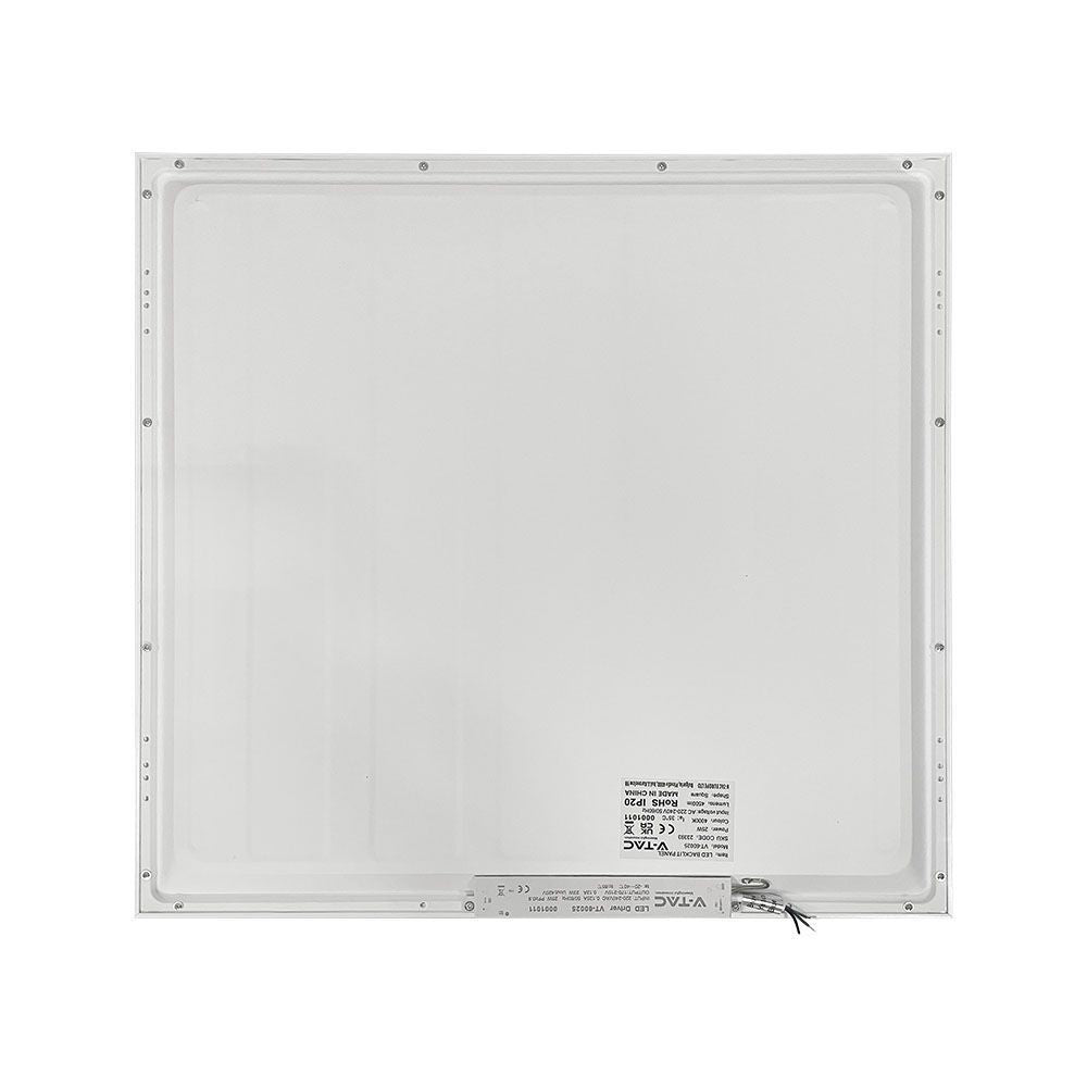 V-Tac 60x60 LED panel med bagbelyst kant - 25W, 180lm/w, hvid kant