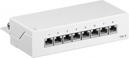Patch panel - 8 x RJ45 CAT6 skærmet, Hvid