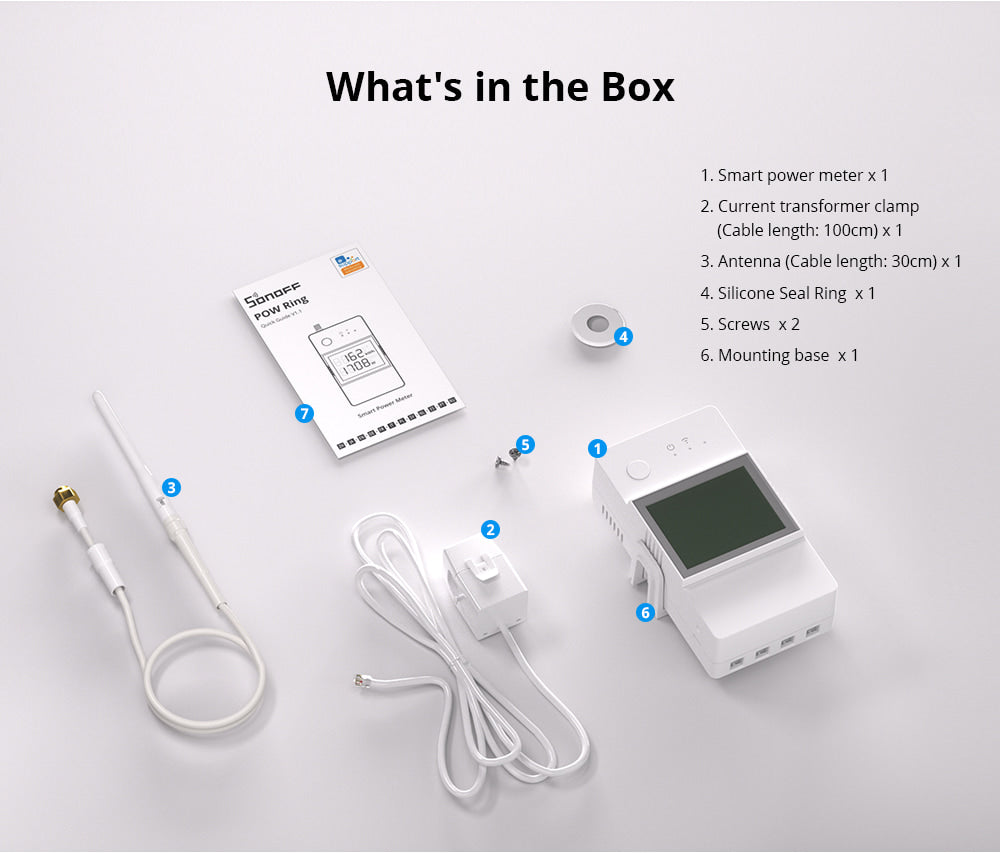Pow Ring - Wi-Fi Smart Switch m. strømmåler, 100A