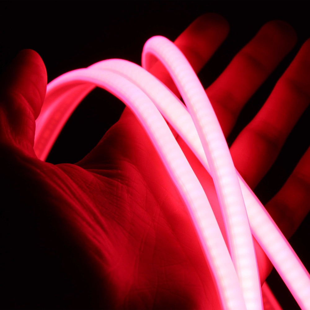 5 meter Rød Neon COB strip - 230V, IP67, 288 LED, 11,5W/m, kan klippes hver 10cm