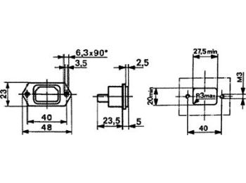 Apparatfatning - 3pol C14 han, Sort (m. loddeben)