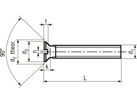 Maskinskrue, undersænket - M4x12mm, ligekærv (25 stk.)