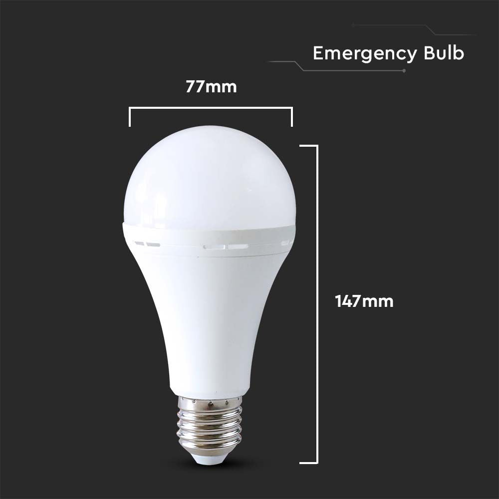Nødplastlampe med batteri og 3 timers nødbelysning - 12W E27, 4000K