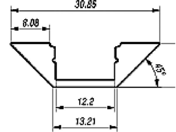 Alu. LED strip profil - 45° hjørnetype, Diffus kappe (2m)
