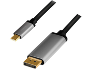 USB-C (han) til DisplayPort (han) kabel, 4K, Alu.sort (1,8m)