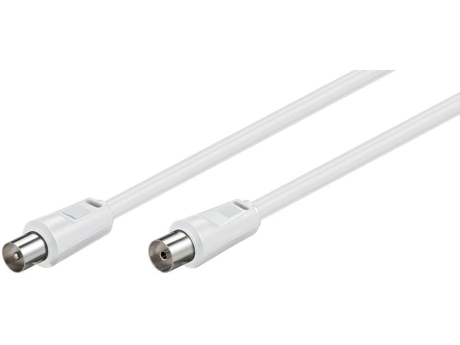 Antennekabel - COAX han/hun, RG59 CSS, Hvid (5m)