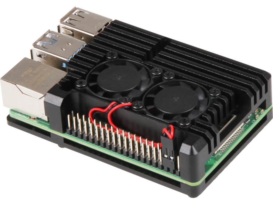Alu. kabinet til Raspberry Pi 4B - Aktiv køling, Sort