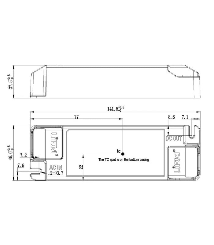 Lifud 40W DALI dæmpbar LED driver - Push dæmp og DALI, flicker free, passer til vores 29W / 36W / 40W store LED paneler