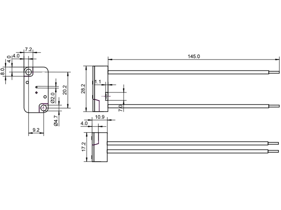Fatning til GX5.3 (MR16) pære - Rektangulær (15cm ledn.)