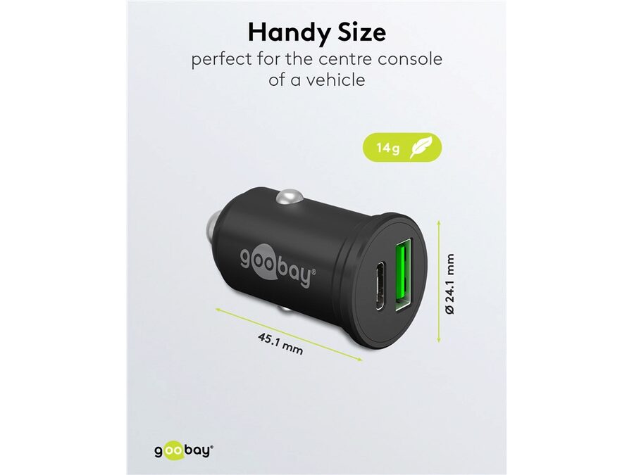 12/24V biladapter - 1 x USB-A, 1 x USB-C PD udtag, 45W