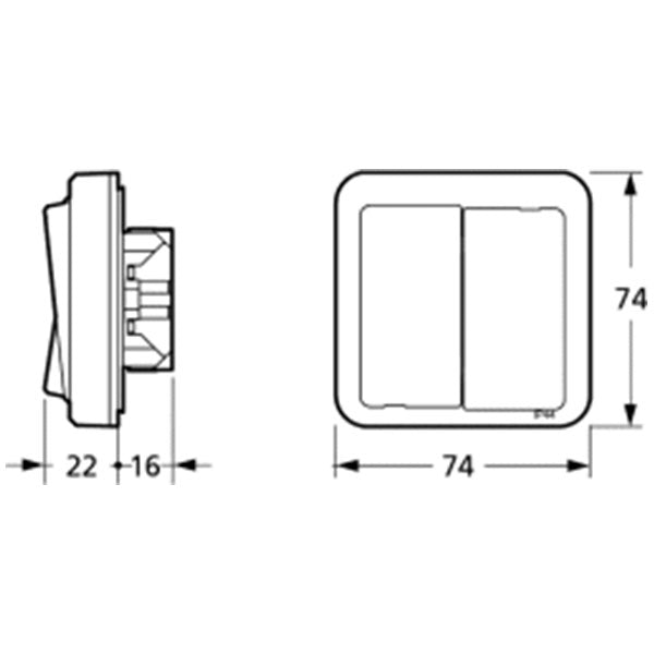 Opus 74 dobbelt korrespondance afbryder - lysegrå