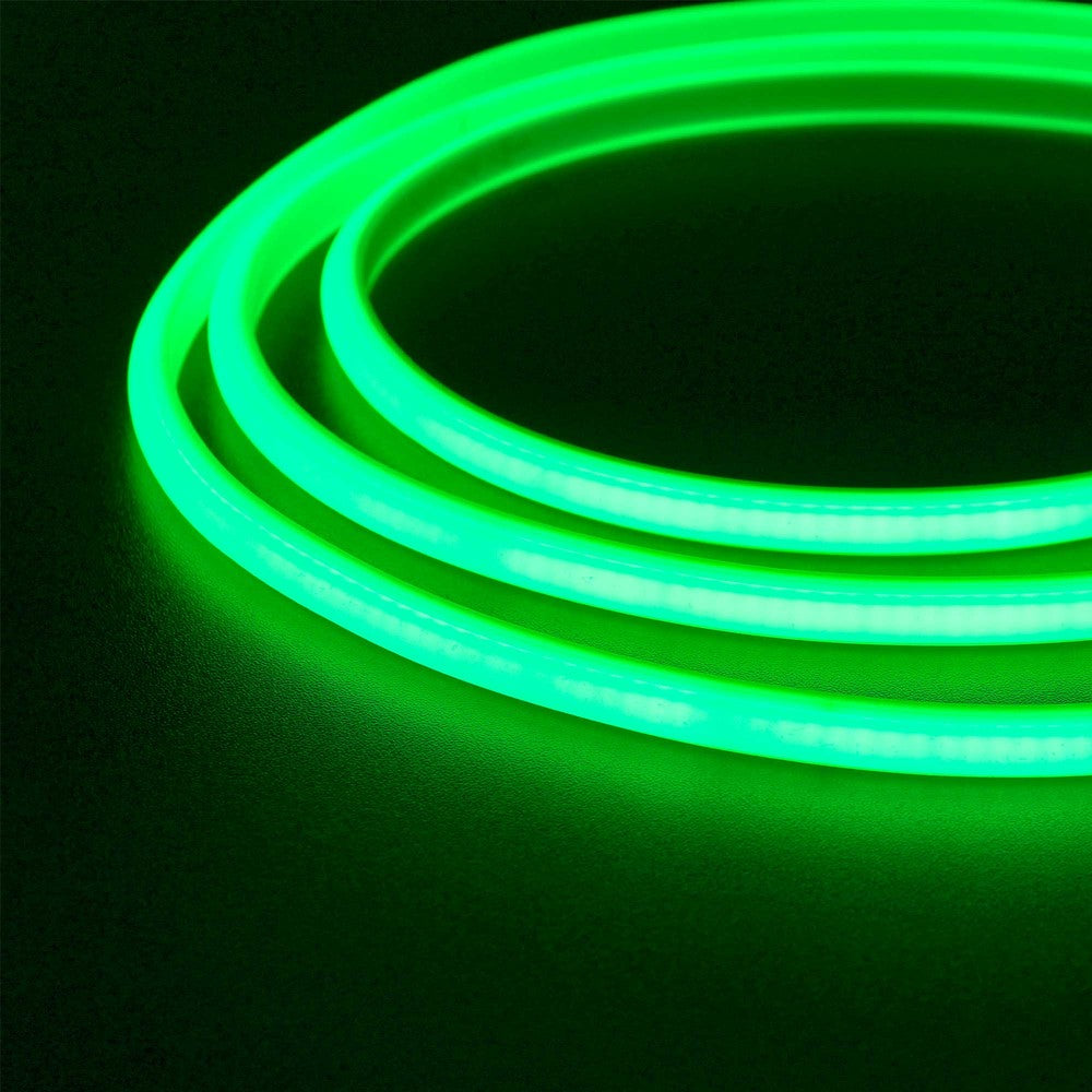 Vandtæt Grøn Neon COB Strip - 5m, 230V, IP67, 288 LED, 11,5W/m, Klippes hver 50cm
