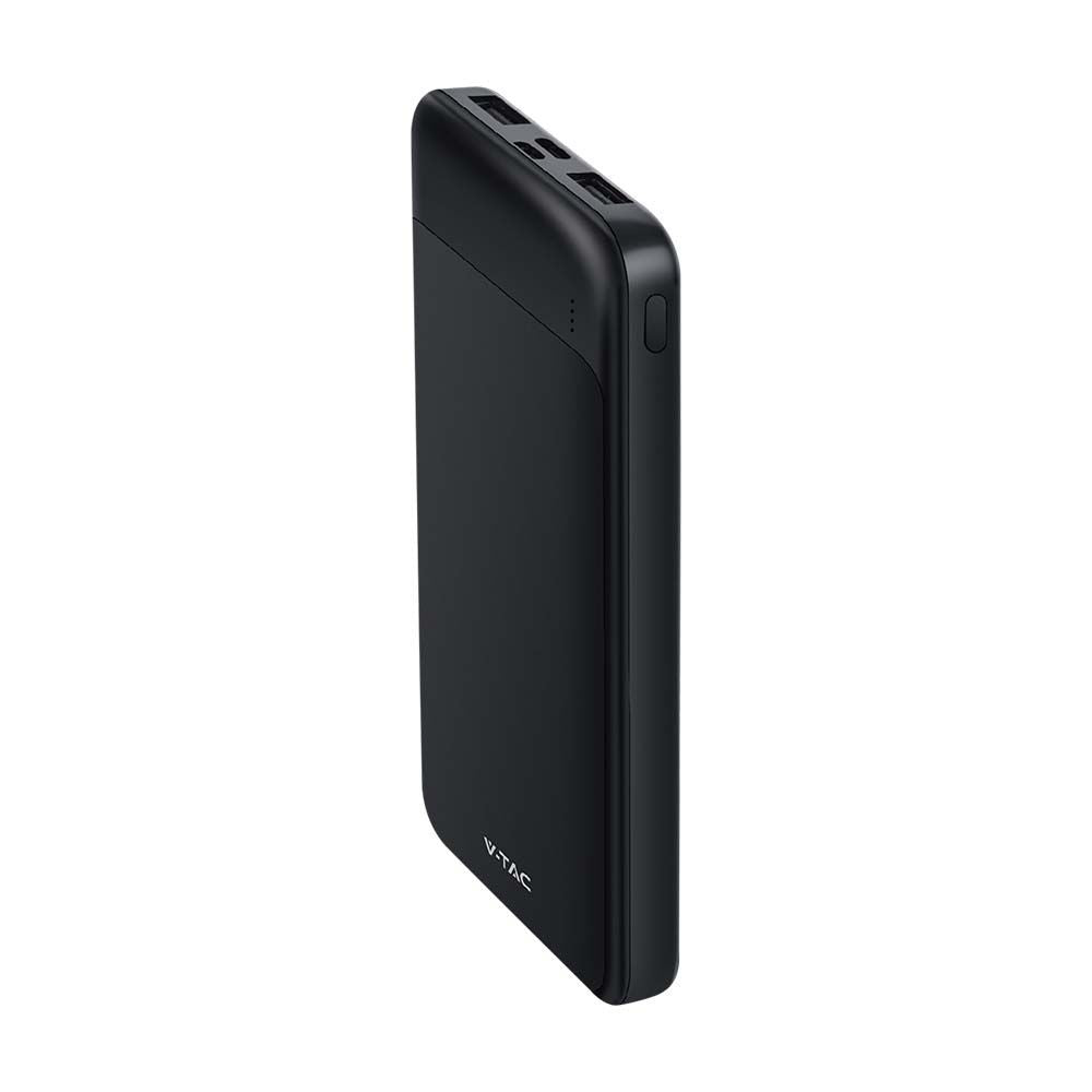 Sort 10000mAh Powerbank med Hurtigopladning - Praktisk Oplader til Undervejs