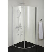 Buet hjørne 90x90x195cm klarglas, blank aluprofil