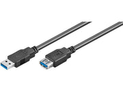 USB 3.0 forlængerkabel - A han til A hun, Sort (1,8m)