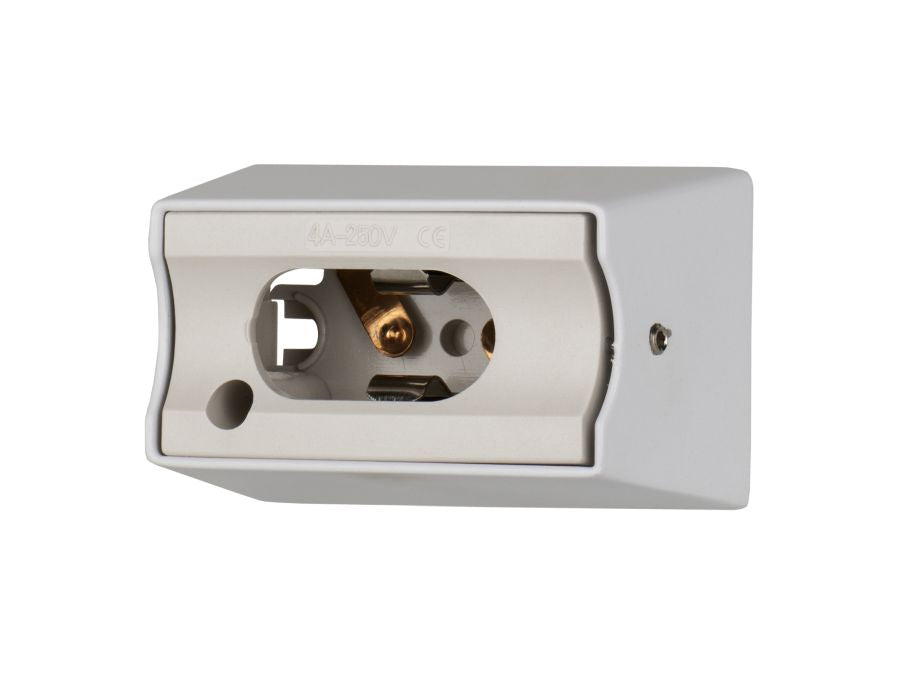 Lampeholder/fatning - S14d, metalisk Hvid