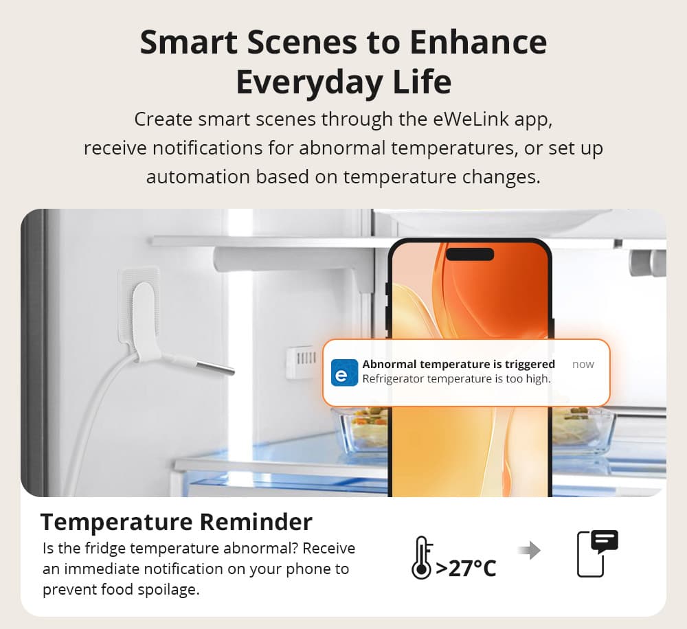 ZigBee SNZB-02LD - Smart termometer med probe (IP65)