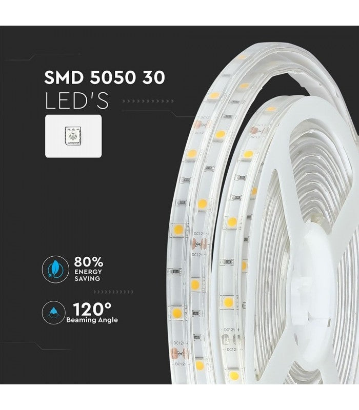 4.8W LED STRIP 6000K kold hvid IP65