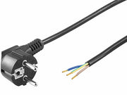 Strømkabel - 90° CEE7/7 til løs ende, 3x1,5mm², Sort (5m)