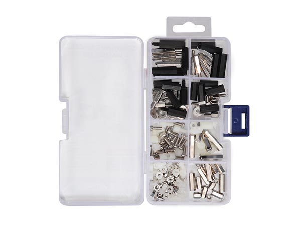 Skrue, møtrik og afstandsstykke sortiment - M3 (205 dele)