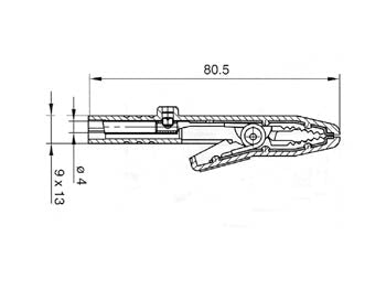 Prof. Isoleret krokodillenæb, 25A, 4mm, Sort