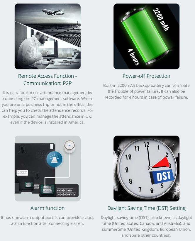 Tidsregistreringssystem m. fingeraftrykslæser, kode og RFID