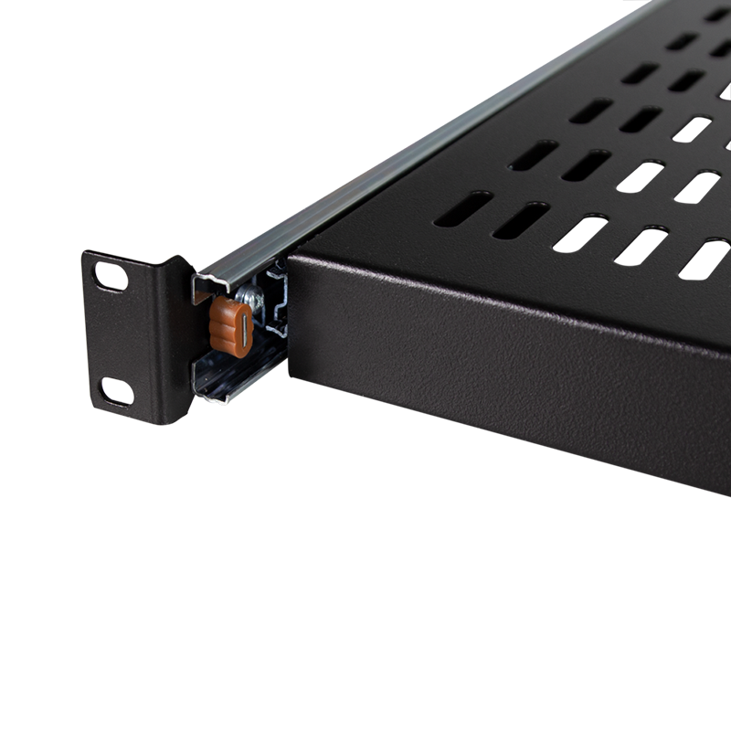 Udtrækshylde til 19" Rackskab - D:400mm, Sort