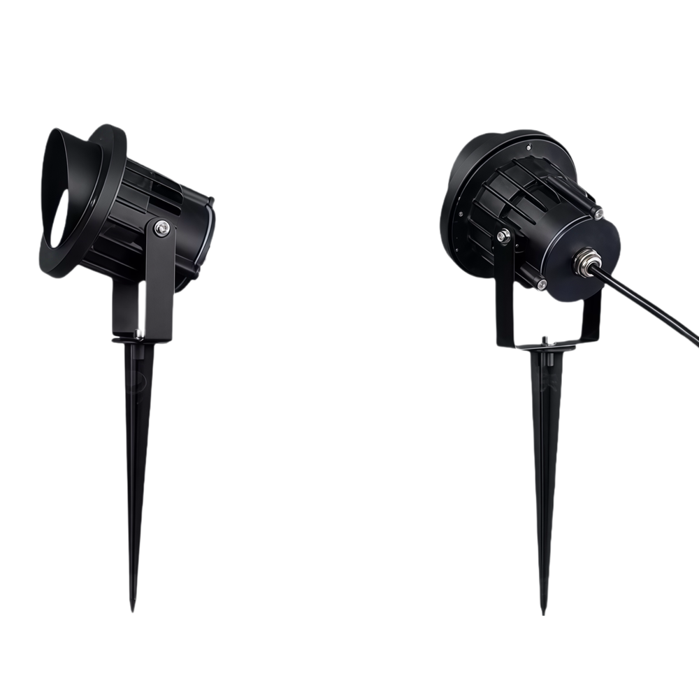 6W LED havelampe med spyd, sort finish, IP65-klassificeret, 12-24V, 450lm, erstatter 60W, RA82