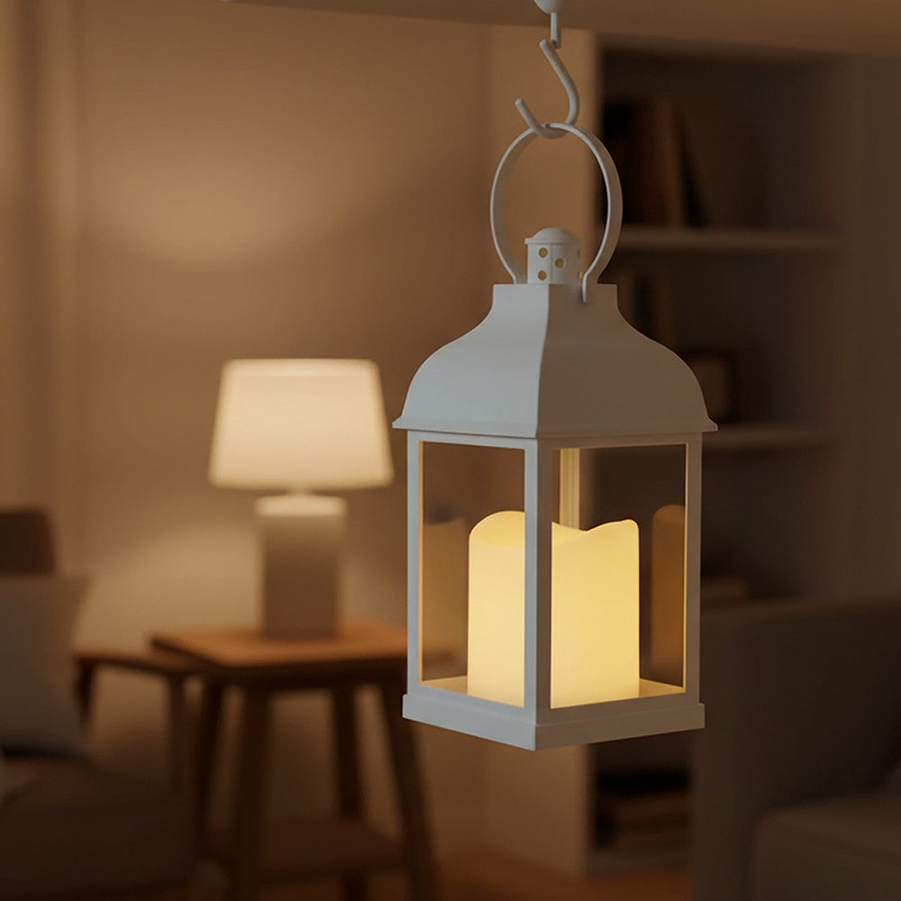 LED lanterne - Hvid firkantet lanterne med batteridrift, egnet til både indendørs og udendørs brug. 1W effekt, 100lm lysstyrke, RA80, IP54 klassificeret.