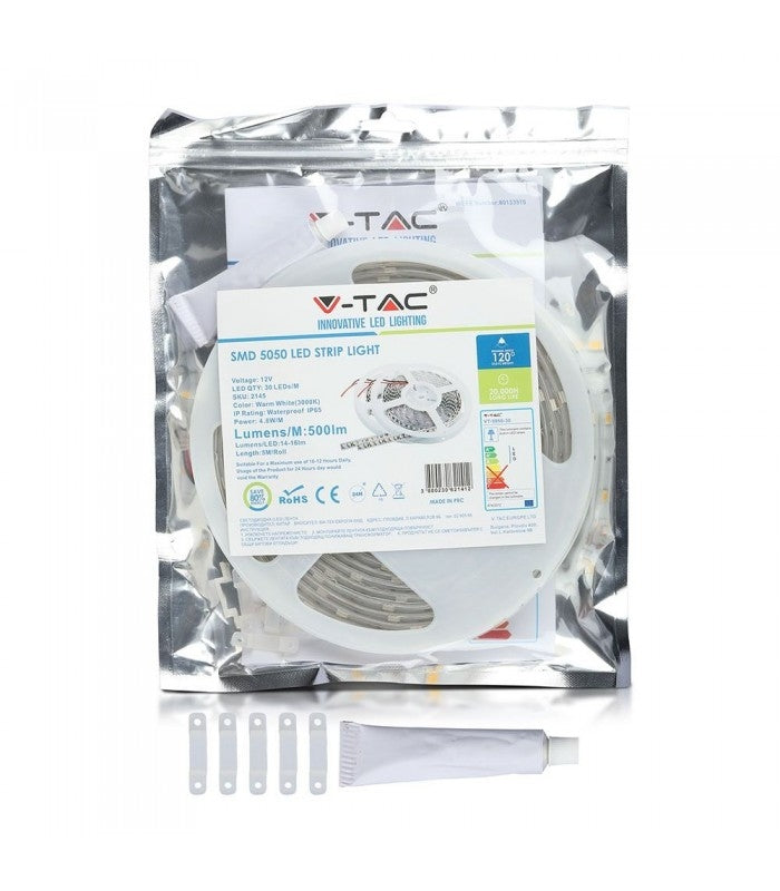 4.8W LED STRIP 6000K kold hvid IP65