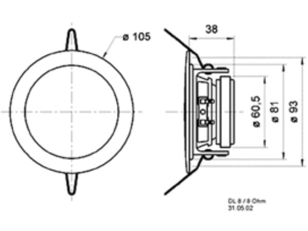 Indbygningshøjttaler - Til loft, 30W / 3,3" 8ohm, Hvid