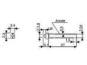 1,8mm LED - Rund, GRØN diffus (5mcd, 70°)