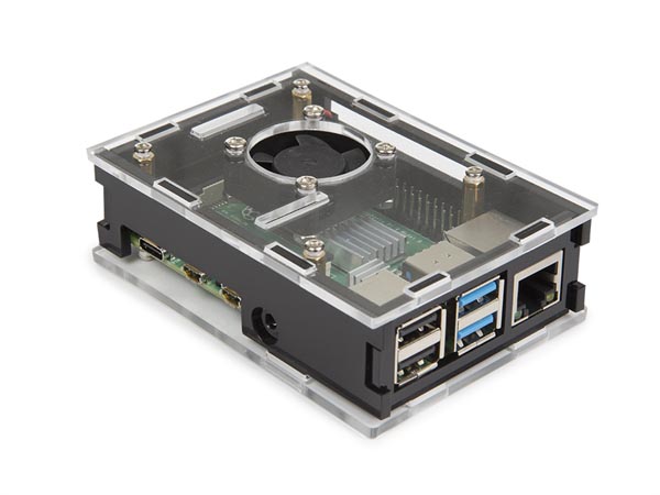 Raspberry Pi 4 kabinet m. aktiv køling, Plexiglas